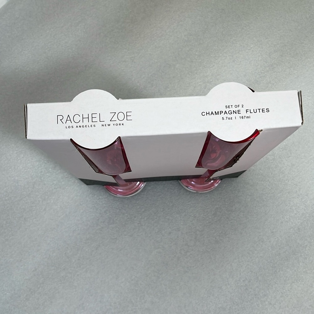 🆕🥂 Rachel Zoe Pink Tinted Champagne Glasses 5.7 Oz each Set of 2 - Picture 7 of 7